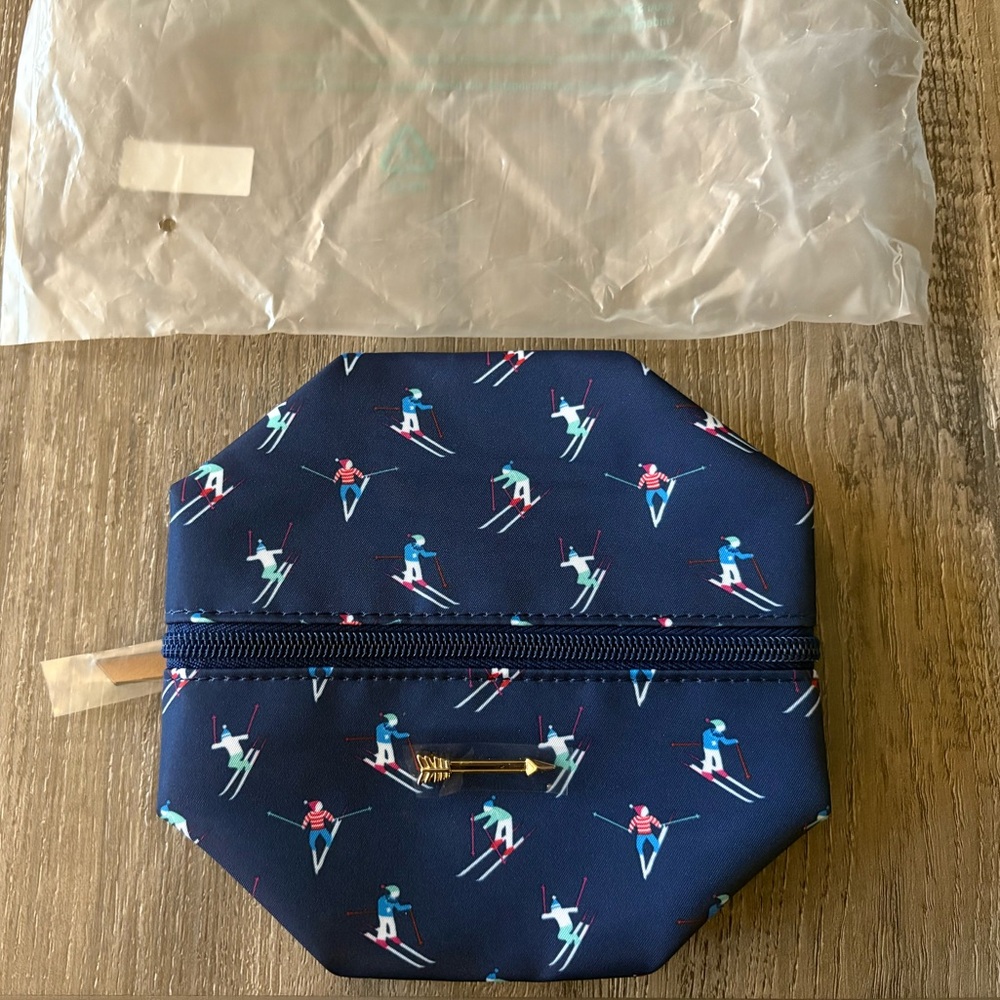 Stella & Dot Navy Ski Print Cosmetic Bag